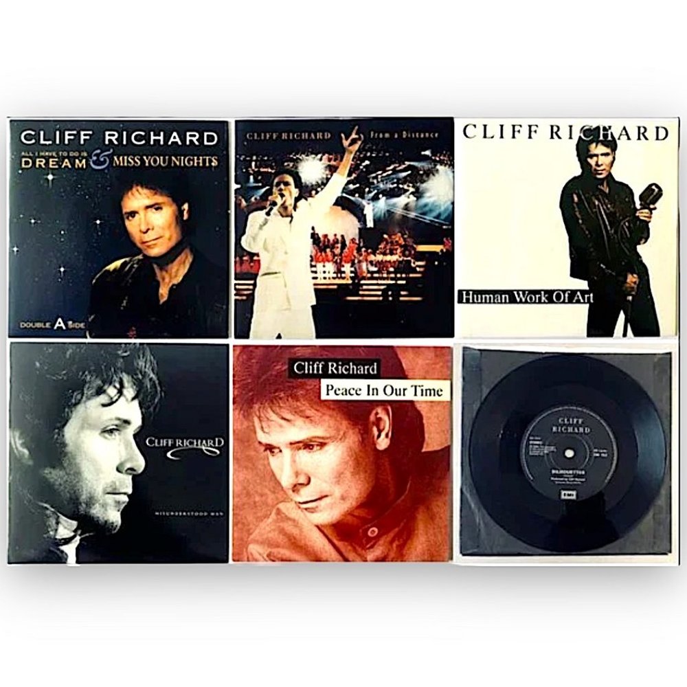 6  CLIFF RICHARD  7” RECORD SET ~ UK 1st EDITIONS  28-33 YRS OLD!  RARE VINTAGE